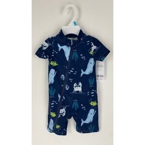 Carters Baby Sea Creature 1-Piece Rashguard Swimwear Size 6 Months Whale New UPF